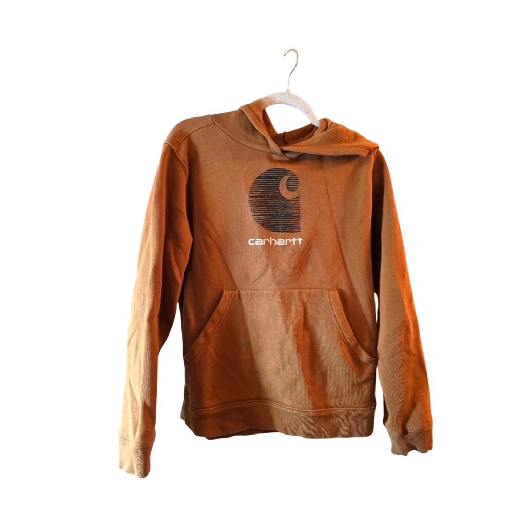 Carhartt Boys Brown Pullover Hoodie Sweater Size XL 18-20 Workwear Rugged